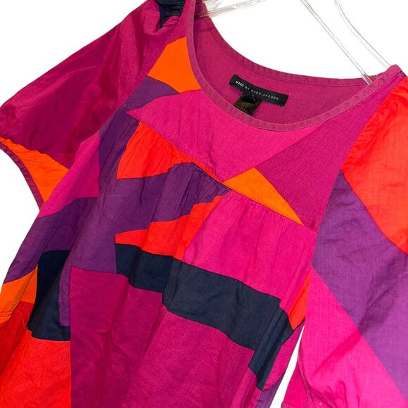 marc jacobs purple orange fuschia color block shift dress 0 - Picture 1 of 4